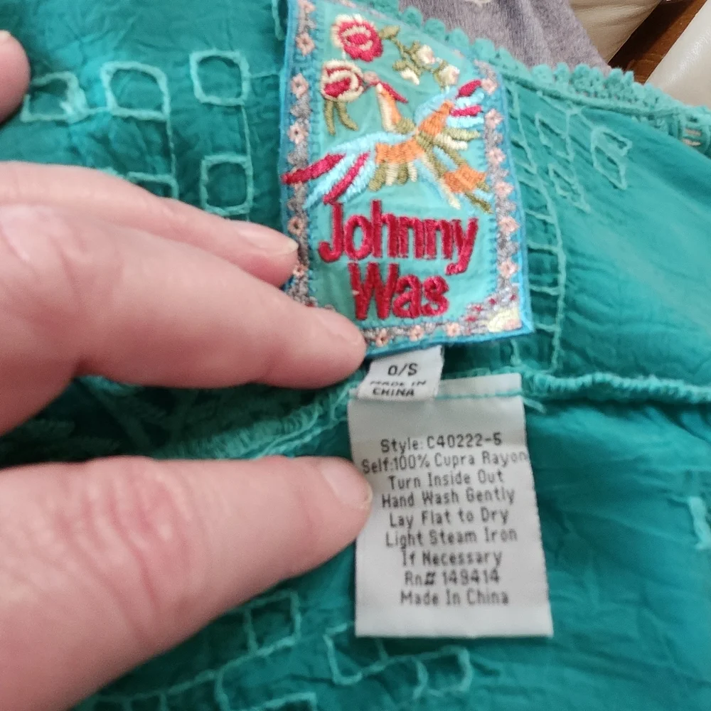 Johnny Was Georgia Teal Embroidered Kimono Duster Cover-up O/S, S, M, L, XL, 1X - Picture 7 of 7